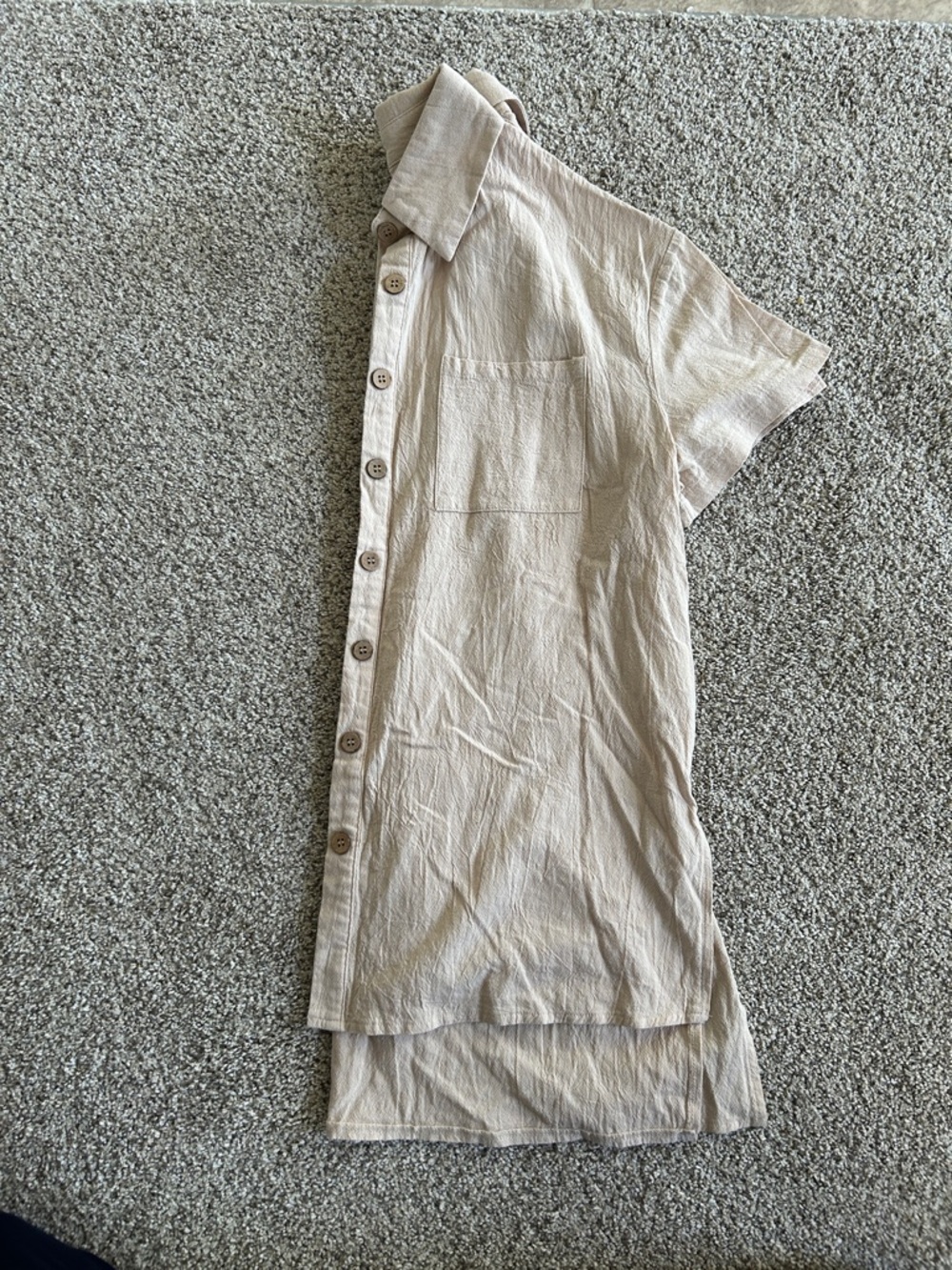 Light Beige Short Sleeve Button-Up Shirt